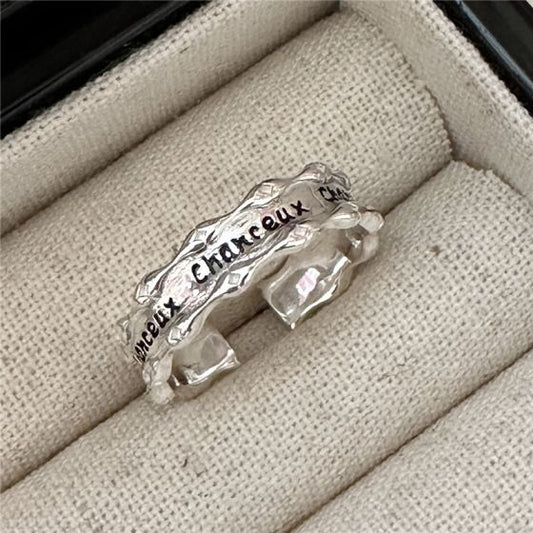 Chanceux Letters Sterling Silver Adjustable Ring