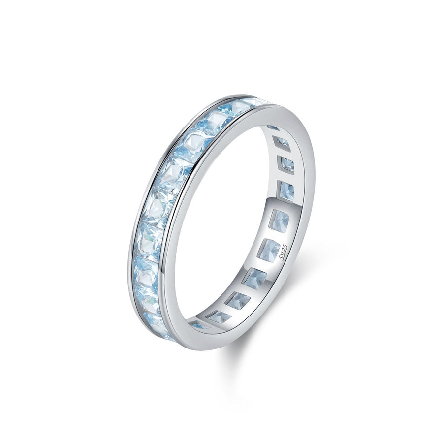Square Blue Cubic Zirconia 925 Sterling Silver Ring