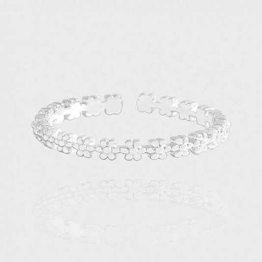 Holiday Flowers Garland 925 Sterling Silver Adjustable Ring
