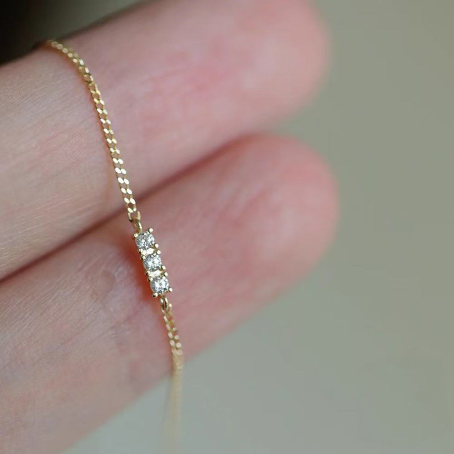 Minimalism Mini Three Crystal 925 Sterling Silver Bracelet