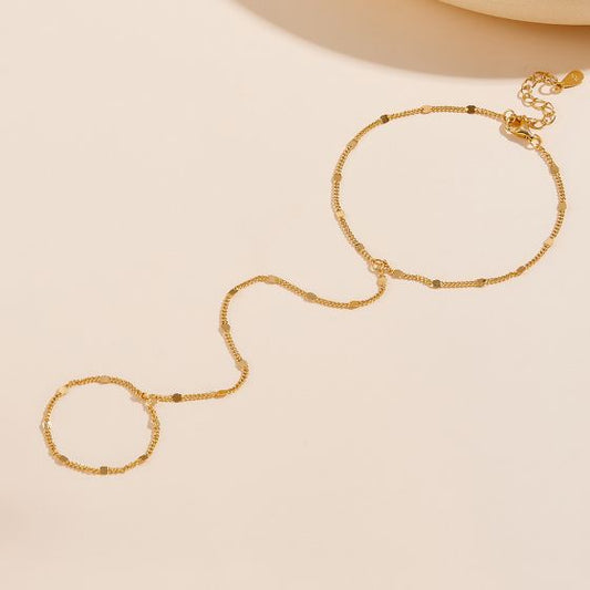 Honey Moon Glitter Chain 925 Sterling Silver Bracelet and Ring Set