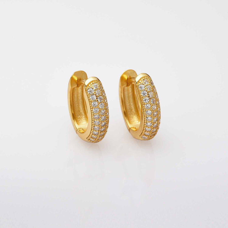 Micro-Setting Crystal Circle Hoop Earrings, 925 Sterling Silver