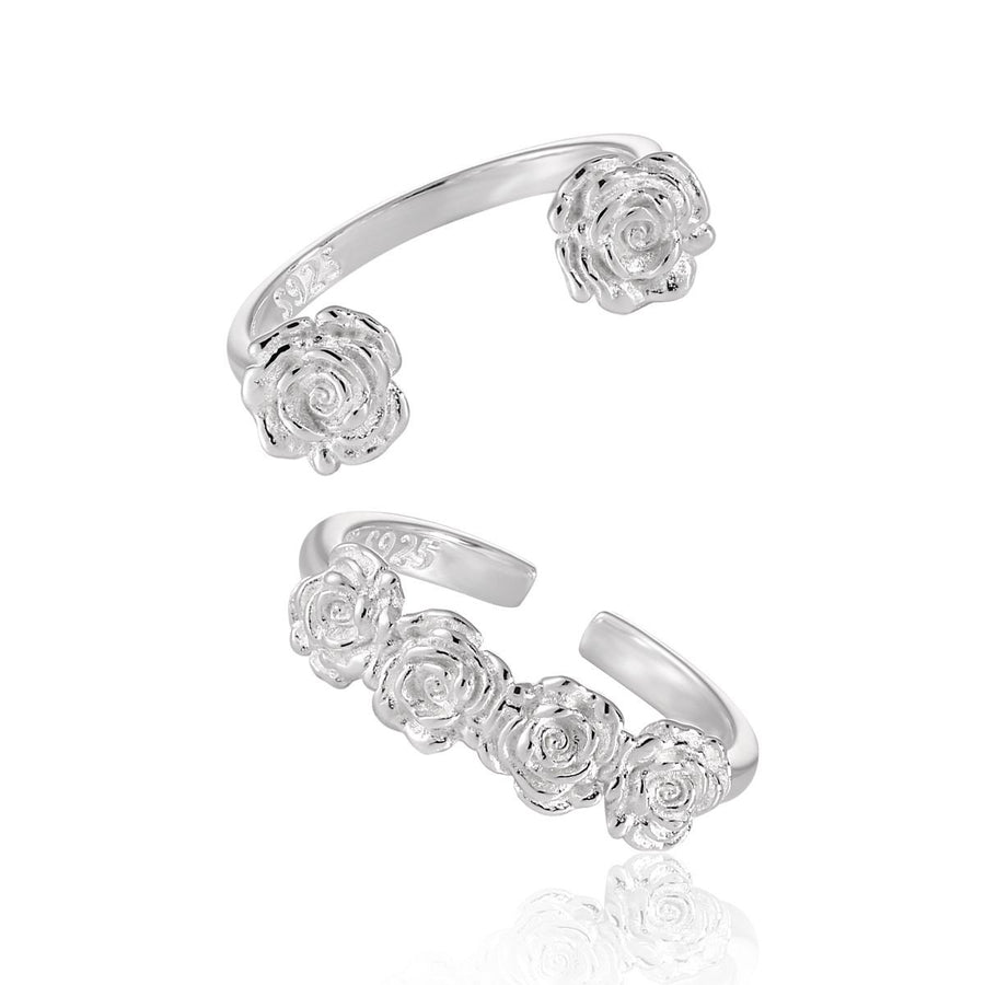 925 Sterling Silver Rose Flower Adjustable Ring