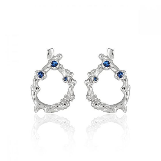Irregular Hollow Waterdrop Sterling Silver Stud Earrings