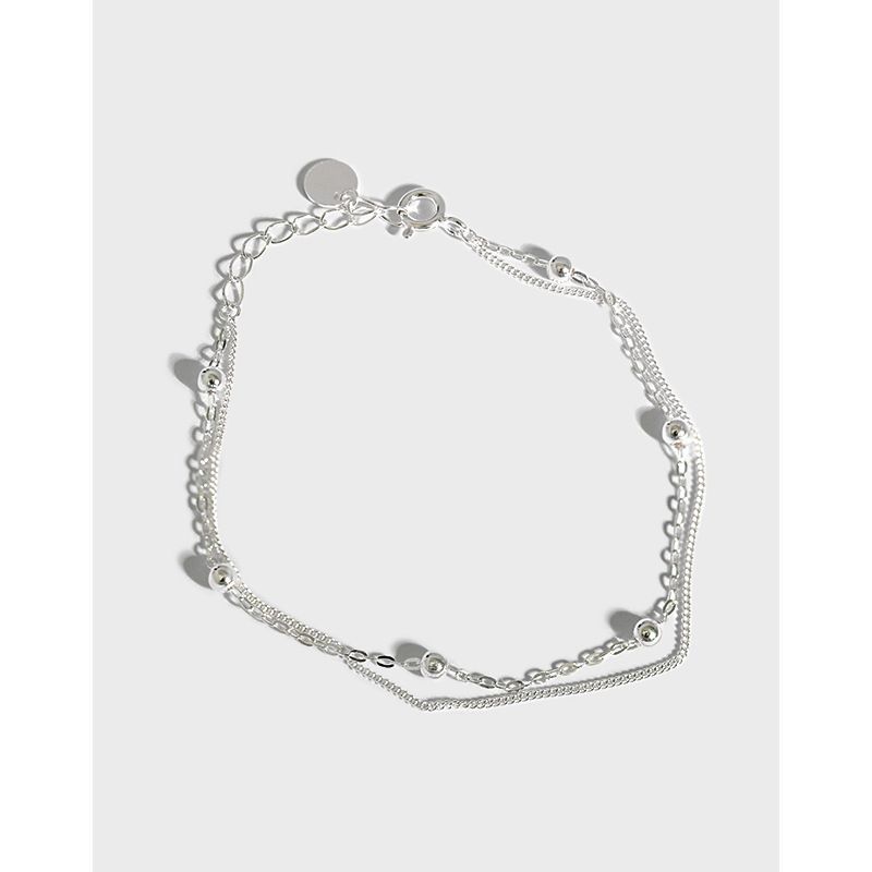 S925 Double-Layer Beaded Chain Bracelet