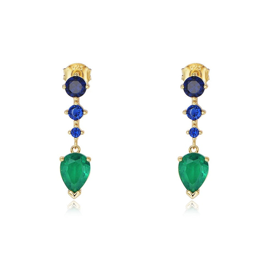 Sterling Silver Blue & Green Dangle Drop Earrings