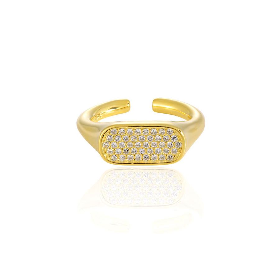 Irregular Rectangle Micro Setting Crystal Adjustable Ring