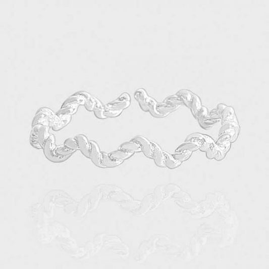 Irregular Twisted Wave 925 Sterling Silver Adjustable Ring