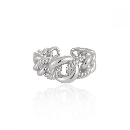 Hollow Twisted Curb Chain Adjustable Ring