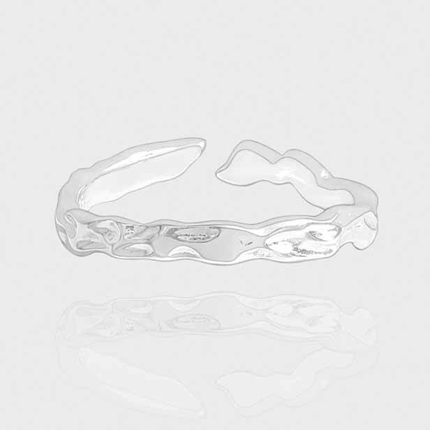 Irregular Lava Pattern 925 Sterling Silver Adjustable Ring