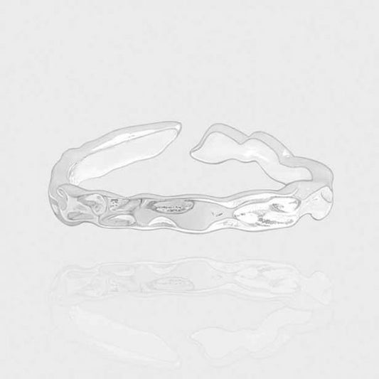Irregular Lava Pattern 925 Sterling Silver Adjustable Ring