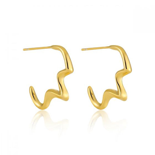 Irregular Electrocardiogram 925 Sterling Silver Hoop Earrings