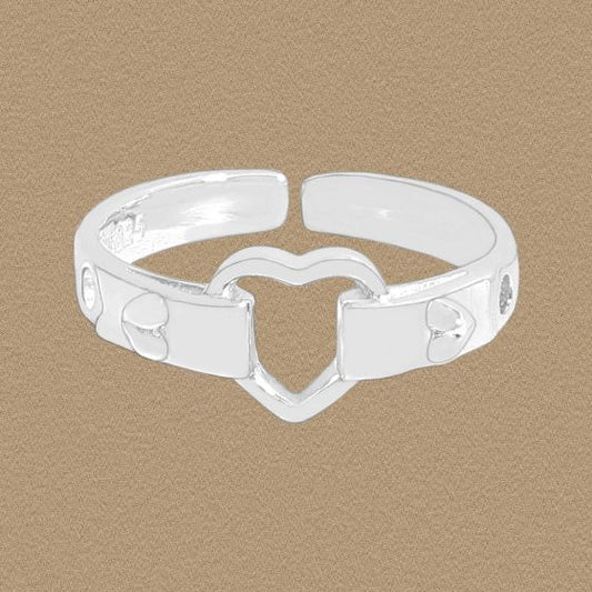 Honey Moon Hollow Heart Sterling Silver Adjustable Ring