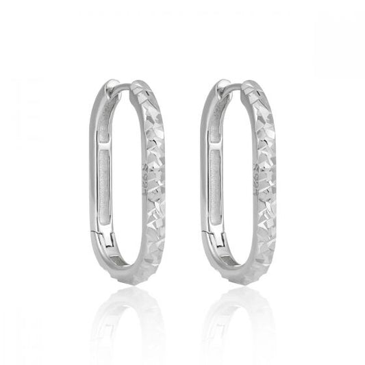 Irregular Painted U-Shape Sterling Silver Hoop Earrings