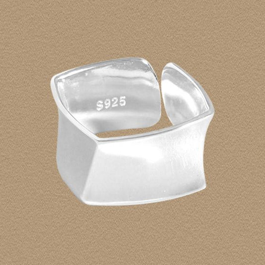 Men's Geometry Irregular Wide Adjustable 925 Sterling Silver Ring