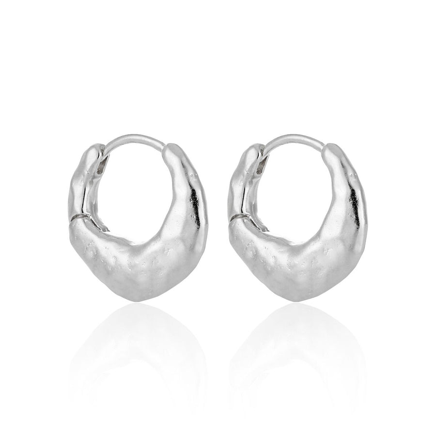 Irregular Matte Circle 925 Sterling Silver Hoop Earrings
