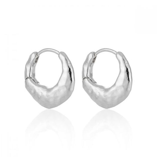 Irregular Matte Circle 925 Sterling Silver Hoop Earrings