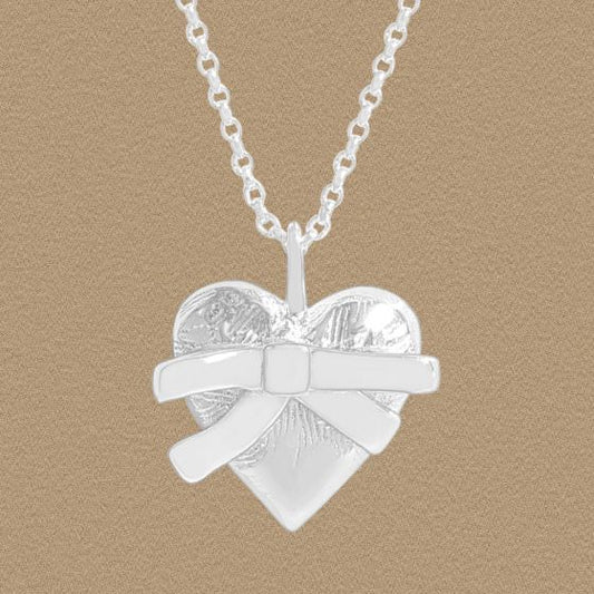 Heart with Bow Knot Sterling Silver Necklace