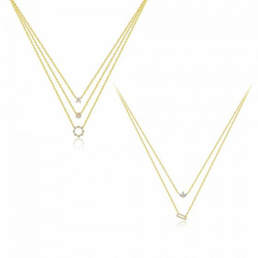 Elegant Geometry CZ Stacker Necklace