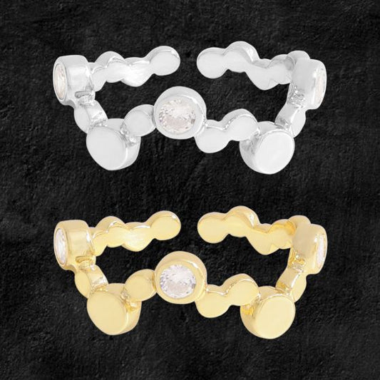 Irregular Bubbles Wave Adjustable Ring in 925 Sterling Silver