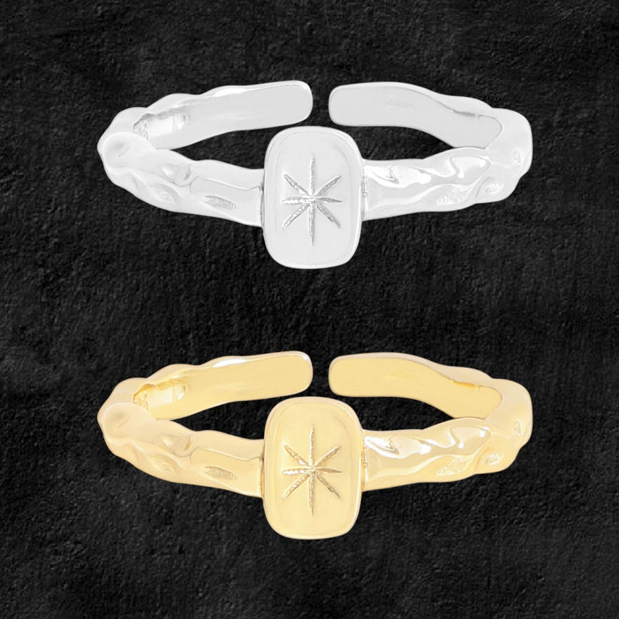 Shining Starburst Adjustable 925 Sterling Silver Ring