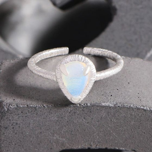 Lady Waterdrop Natural Opal Adjustable Ring