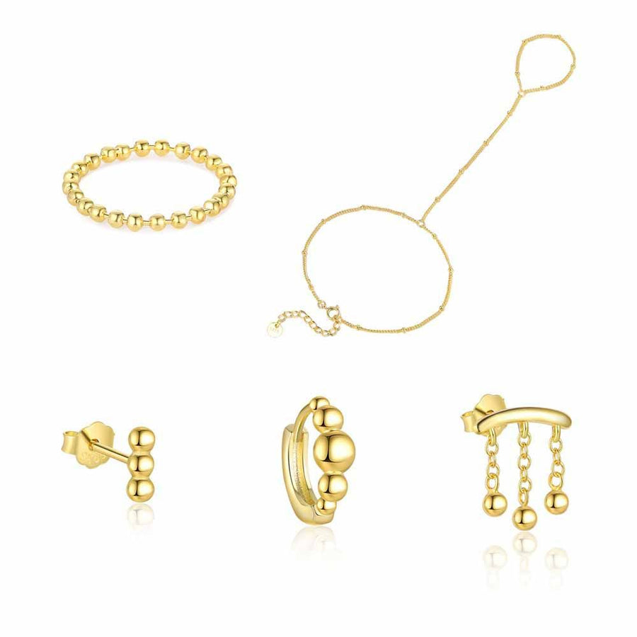 Golden Beads Tassel 925 Sterling Silver Set