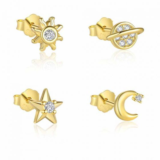 Celestial CZ Gold Stud Earring (Single)
