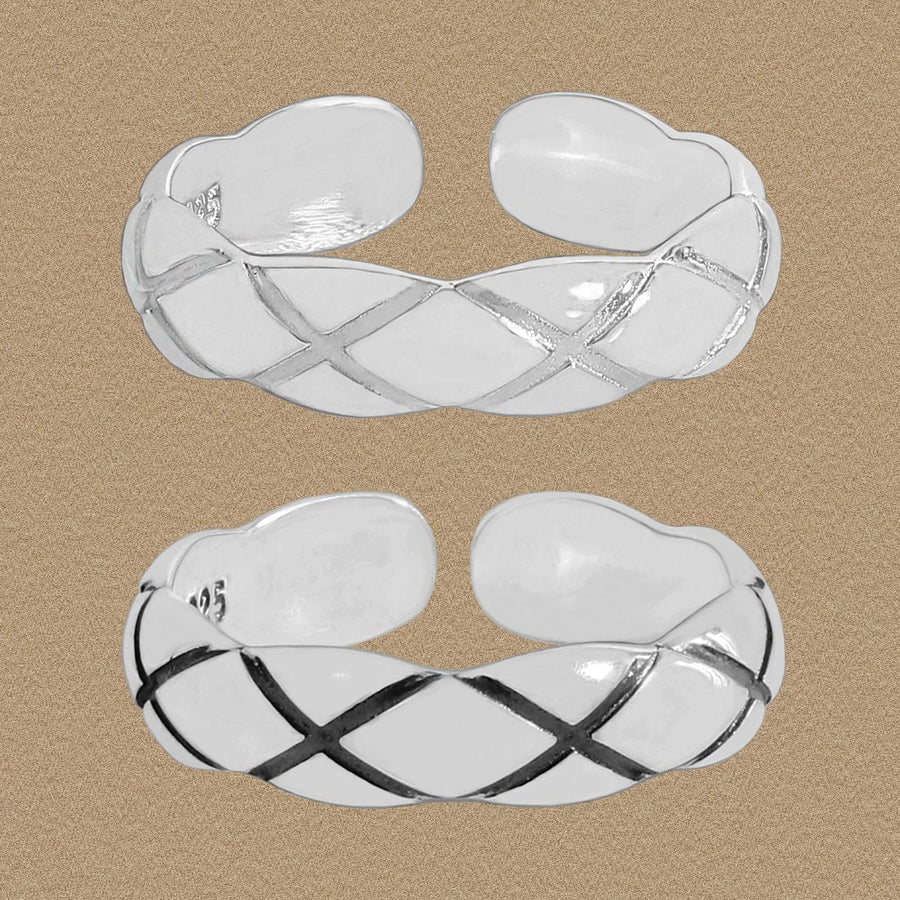 Elegant Quilting Wave 925 Sterling Silver Adjustable Ring