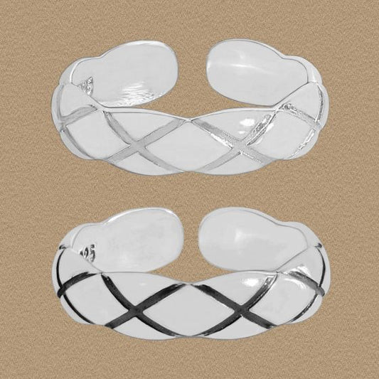 Elegant Quilting Wave 925 Sterling Silver Adjustable Ring