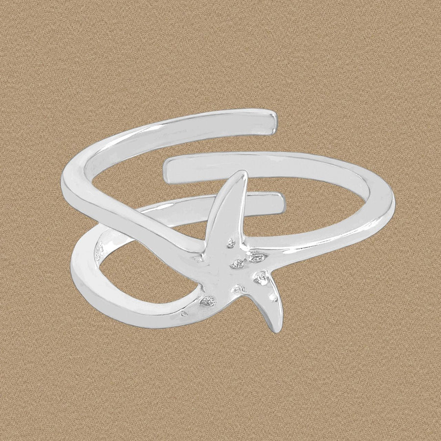 Starfish Adjustable Ring, 925 Sterling Silver