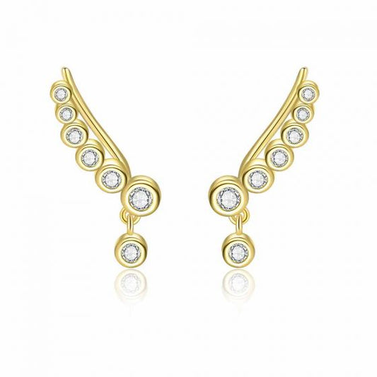 Golden Round Climbing Stud Earrings