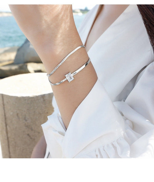 Personalized Double Layer Cubic Zirconia Bracelet