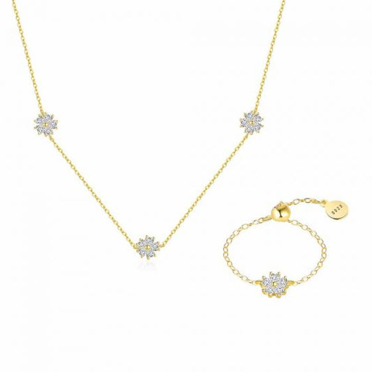 CZ Floral Pendant Necklace, 925 Sterling Silver