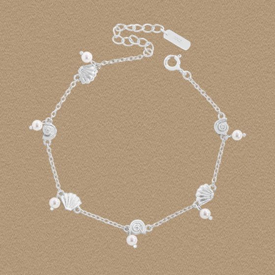 Shell Pearl Conch Bracelet in 925 Sterling Silver