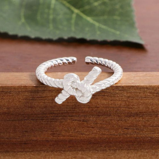 Twisted Knot Adjustable Ring in 925 Sterling Silver