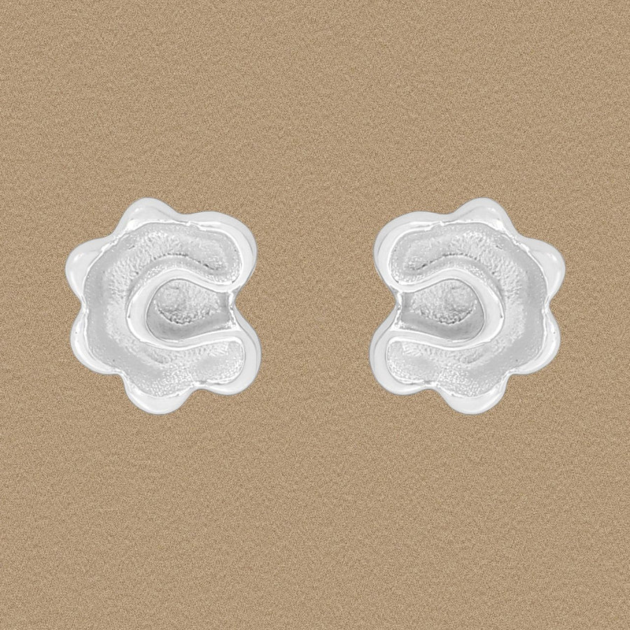 Mini Irregular Flower Sterling Silver Stud Earrings