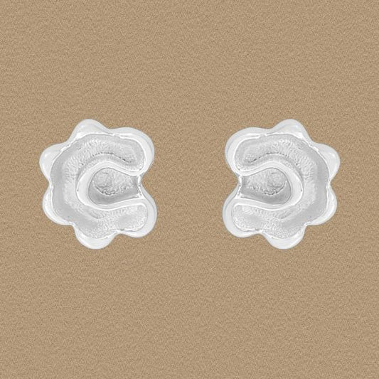 Mini Irregular Flower Sterling Silver Stud Earrings