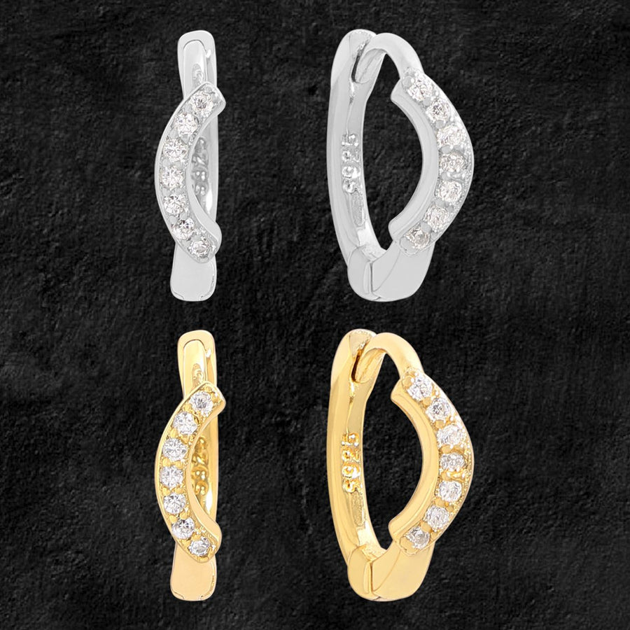 Crystal Smile 925 Sterling Silver Hoop Earrings