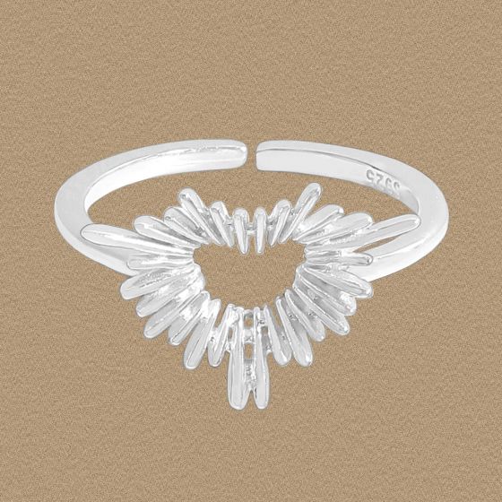 Radiant Heart Anniversary Adjustable 925 Sterling Silver Ring