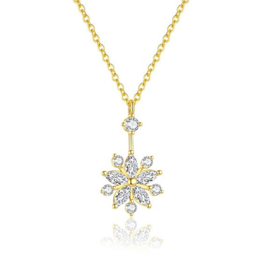 CZ Flower Stud Earrings and Necklace