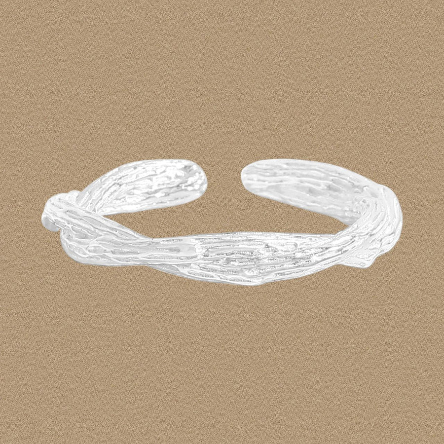Hammered Twisted Cross 925 Sterling Silver Adjustable Ring
