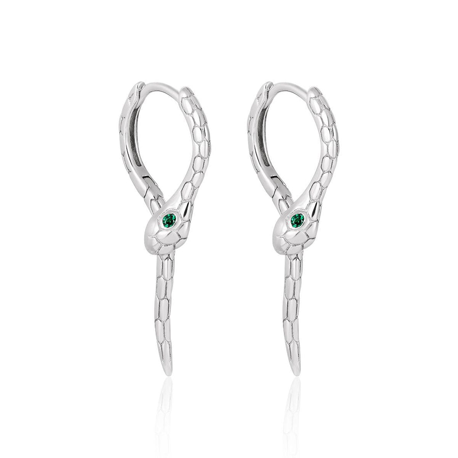Green Crystal Snake Eye Leverback Earrings