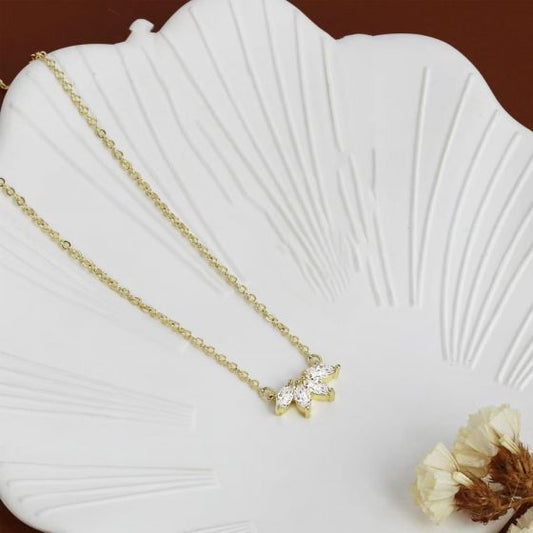 Oval CZ Flower Petal Necklace in Sterling Silver