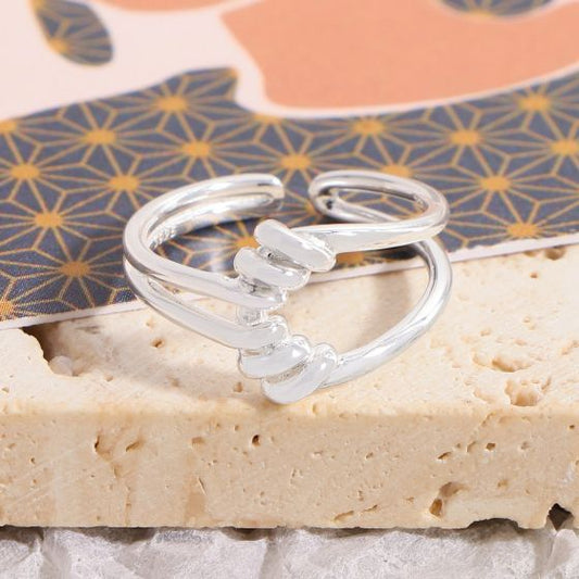 Irregular Wrapped Lines Adjustable Sterling Silver Ring