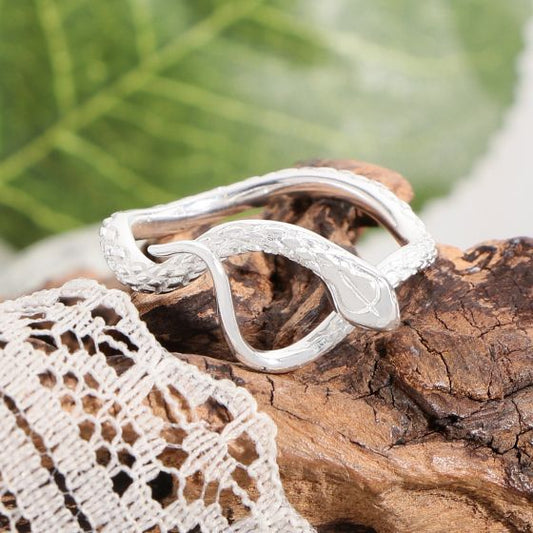 Elegant Irregular Snake 925 Sterling Silver Adjustable Ring