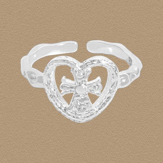 Graduation Hollow Heart Adjustable 925 Sterling Silver Ring