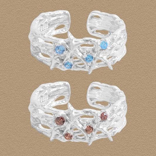 Double Layer CZ Starfish Adjustable Ring
