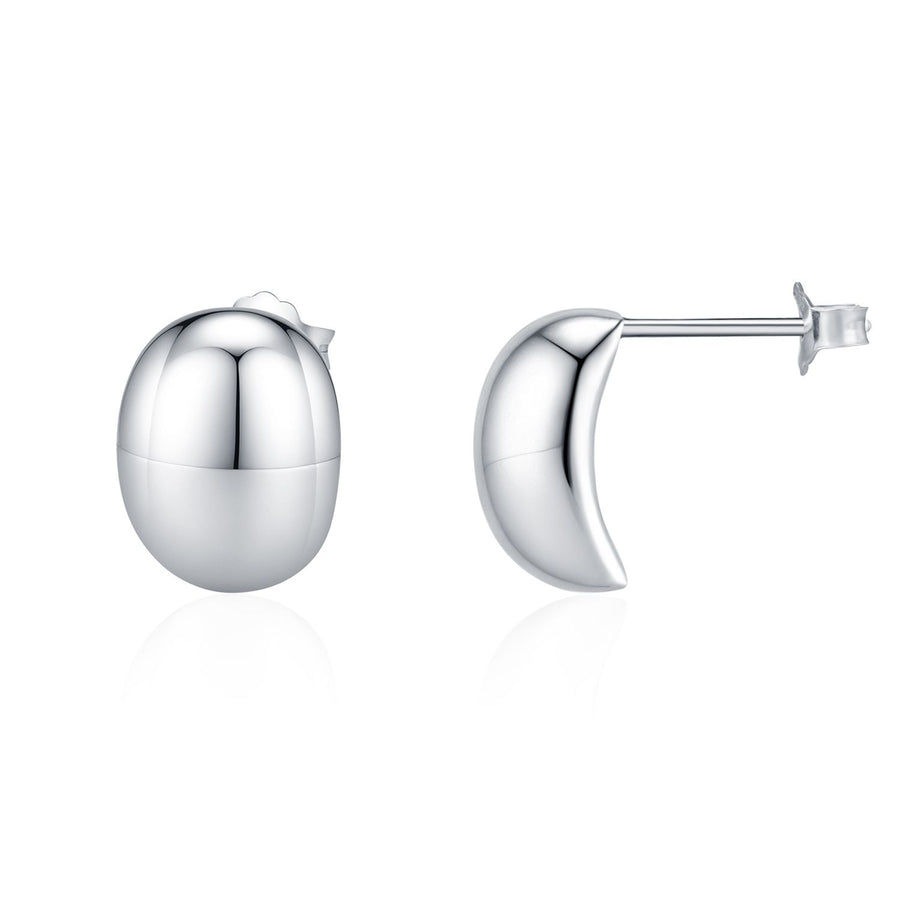 Elegant Geometric Oval .925 Sterling Silver Stud Earrings