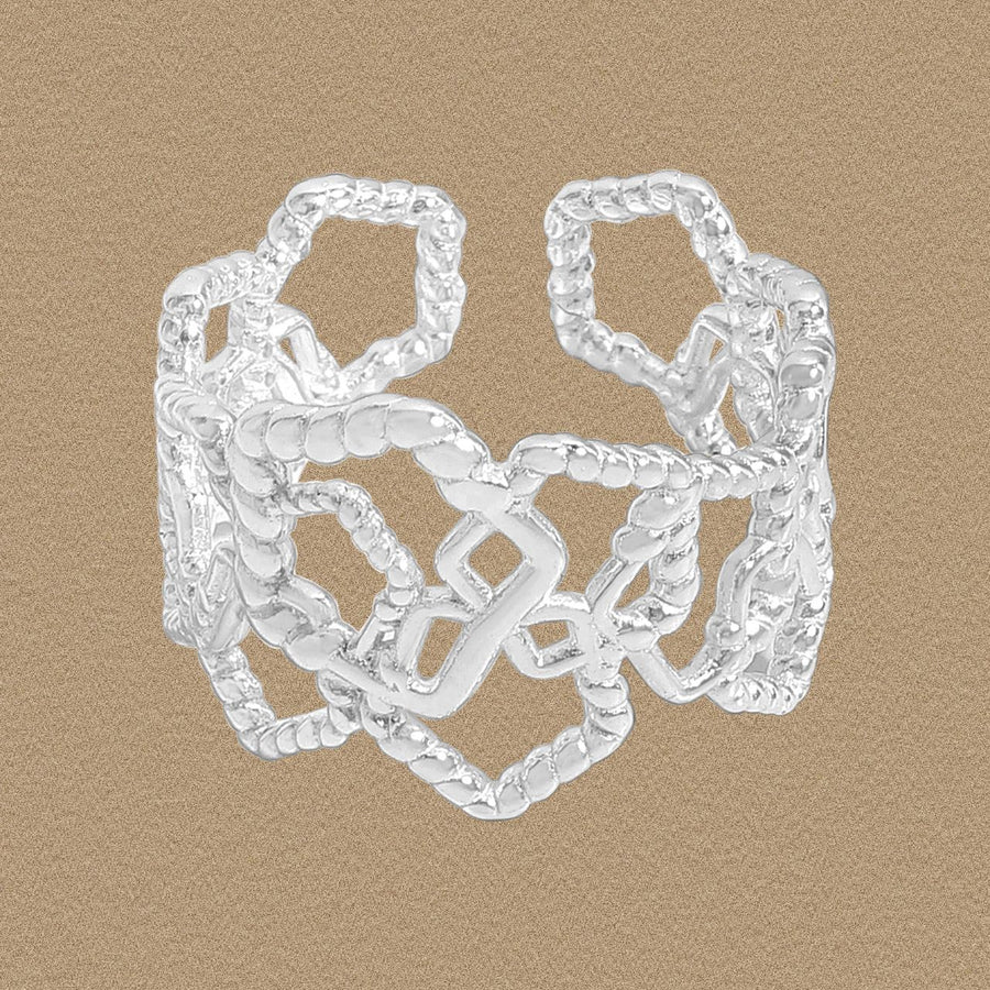 Irregular Twisted Geometry Sterling Silver Adjustable Ring